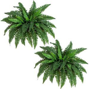 Artificial Boston Ferns Set of 2 Hanging Plants 40in Indoor Home Decor